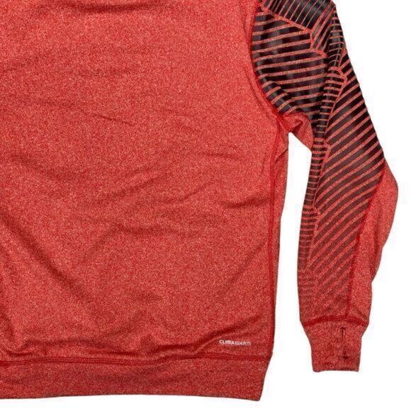 Adidas Ultimate Hoodie Mens Sz M Red Black Striped Climawarm Athletic Sweatshirt - Picture 9 of 16